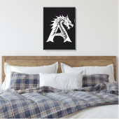 Dragon Styled Letter A, Dragon Alphabet, Monogram Canvas Afdruk (Insitu (Slaapkamer))