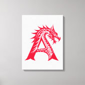 Dragon Styled Letter A, Dragon Alphabet, Monogram Canvas Afdruk (Voorkant)