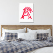 Dragon Styled Letter A, Dragon Alphabet, Monogram Canvas Afdruk (Insitu (Slaapkamer))
