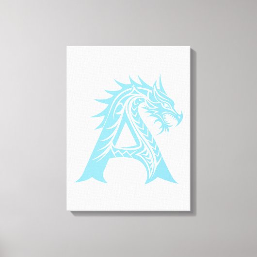 Dragon Styled Letter A, Dragon Alphabet, Monogram Canvas Afdruk (Voorkant)