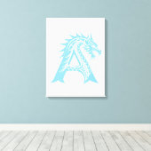 Dragon Styled Letter A, Dragon Alphabet, Monogram Canvas Afdruk (Insitu (Houten vloer))