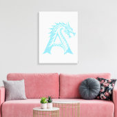 Dragon Styled Letter A, Dragon Alphabet, Monogram Canvas Afdruk (Insitu (Woonkamer))