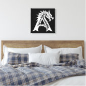 Dragon Styled Letter A, Dragon Alphabet, Monogram Canvas Afdruk (Insitu (Slaapkamer))