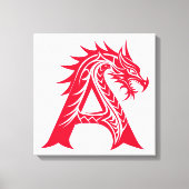 Dragon Styled Letter A, Dragon Alphabet, Monogram Canvas Afdruk (Voorkant)