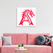 Dragon Styled Letter A, Dragon Alphabet, Monogram Canvas Afdruk (Insitu (Woonkamer))