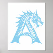 Dragon Styled Letter A, Dragon Alphabet, Monogram Folie Afdrukken (Voorkant)