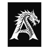Dragon Styled Letter A, Dragon Alphabet, Monogram Foto Afdruk (Voorkant)
