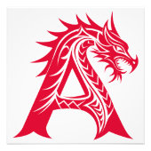 Dragon Styled Letter A, Dragon Alphabet, Monogram Foto Afdruk (Voorkant)
