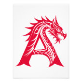 Dragon Styled Letter A, Dragon Alphabet, Monogram Foto Afdruk (Voorkant)
