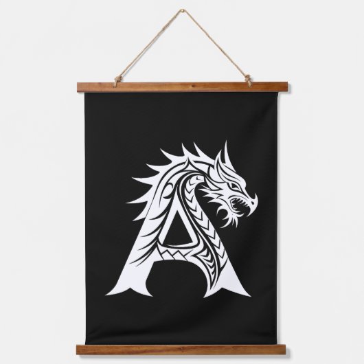 Dragon Styled Letter A, Dragon Alphabet, Monogram Hangend Wandkleed (Voorkant)
