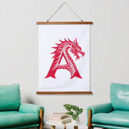 Dragon Styled Letter A, Dragon Alphabet, Monogram Hangend Wandkleed