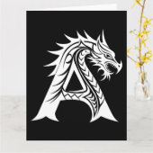 Dragon Styled Letter A, Dragon Alphabet, Monogram Kaart (Gele Bloem)