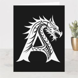 Dragon Styled Letter A, Dragon Alphabet, Monogram Kaart