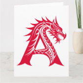 Dragon Styled Letter A, Dragon Alphabet, Monogram Kaart (Voorkant)