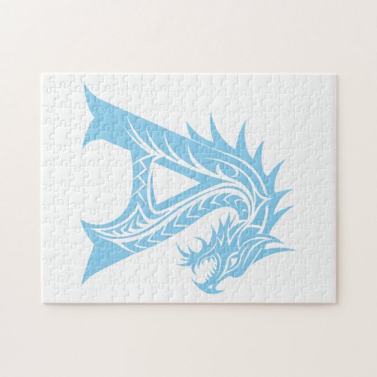 Dragon Styled Letter A, Dragon Alphabet, Monogram Legpuzzel (Horizontaal)