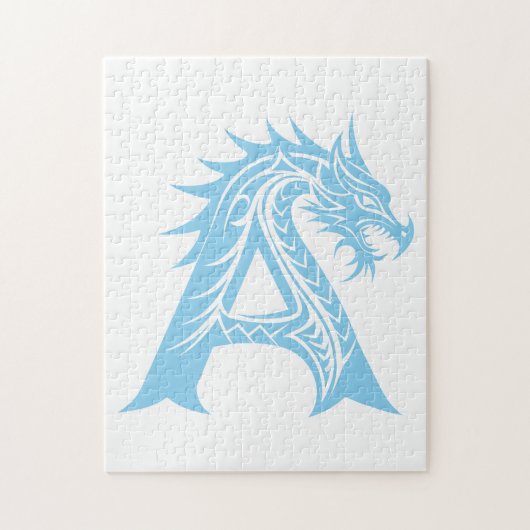 Dragon Styled Letter A, Dragon Alphabet, Monogram Legpuzzel (Verticaal)