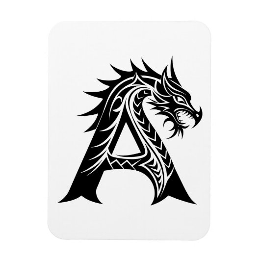 Dragon Styled Letter A, Dragon Alphabet, Monogram Magneet (Verticaal)