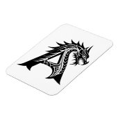 Dragon Styled Letter A, Dragon Alphabet, Monogram Magneet (Linkerzijde)