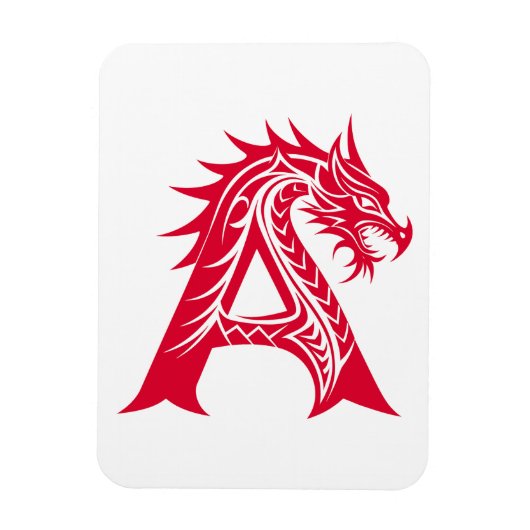 Dragon Styled Letter A, Dragon Alphabet, Monogram Magneet (Verticaal)