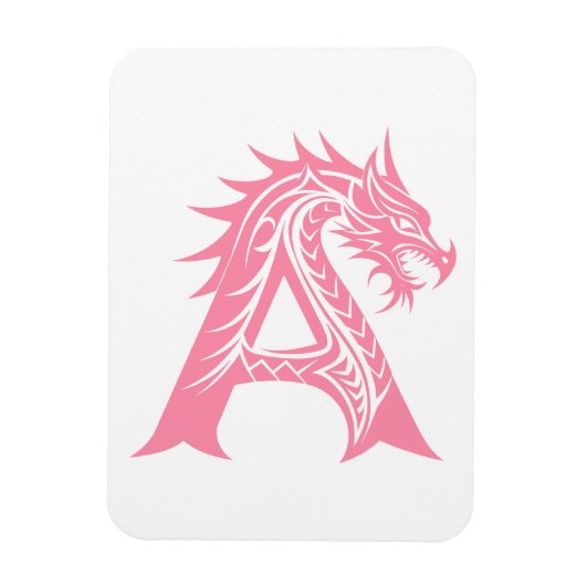 Dragon Styled Letter A, Dragon Alphabet, Monogram Magneet (Verticaal)