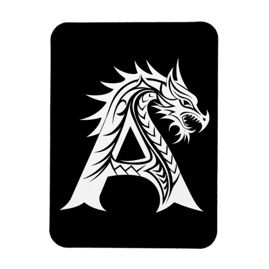 Dragon Styled Letter A, Dragon Alphabet, Monogram Magneet (Verticaal)