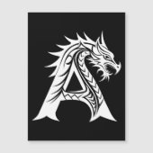 Dragon Styled Letter A, Dragon Alphabet, Monogram Magnetische Uitnodiging (Voorkant)