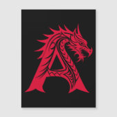 Dragon Styled Letter A, Dragon Alphabet, Monogram Magnetische Uitnodiging (Voorkant)