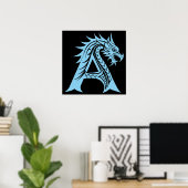Dragon Styled Letter A, Dragon Alphabet, Monogram Poster (Thuiskantoor)