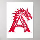 Dragon Styled Letter A, Dragon Alphabet, Monogram Poster (Voorkant)