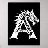 Dragon Styled Letter A, Dragon Alphabet, Monogram Poster (Voorkant)