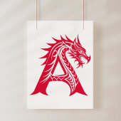 Dragon Styled Letter A, Dragon Alphabet, Monogram Poster