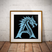 Dragon Styled Letter A, Dragon Alphabet, Monogram Poster