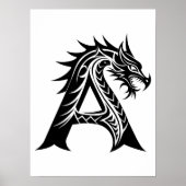 Dragon Styled Letter A, Dragon Alphabet, Monogram Poster (Voorkant)