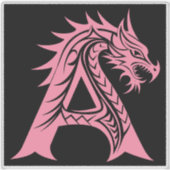 Dragon Styled Letter A, Dragon Alphabet, Monogram Sticker (Voorkant)