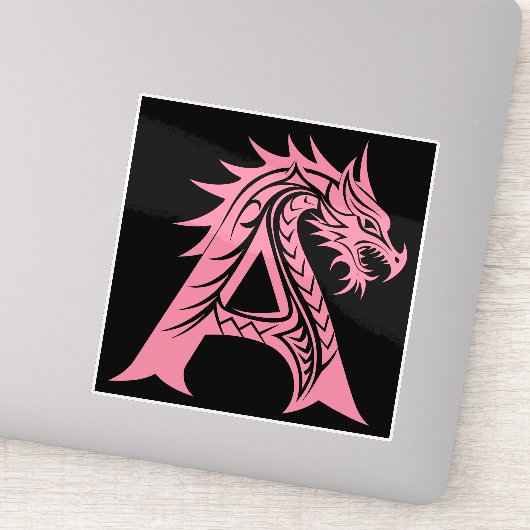 Dragon Styled Letter A, Dragon Alphabet, Monogram Sticker (Detail)