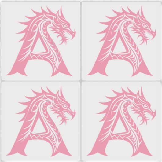 Dragon Styled Letter A, Dragon Alphabet, Monogram Sticker (Voorkant)