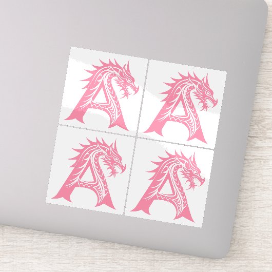 Dragon Styled Letter A, Dragon Alphabet, Monogram Sticker (Detail)
