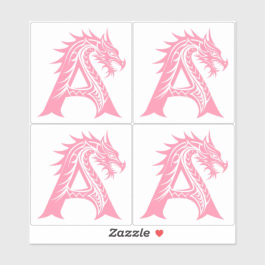 Dragon Styled Letter A, Dragon Alphabet, Monogram Sticker (Vel)