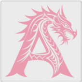 Dragon Styled Letter A, Dragon Alphabet, Monogram Sticker (Voorkant)