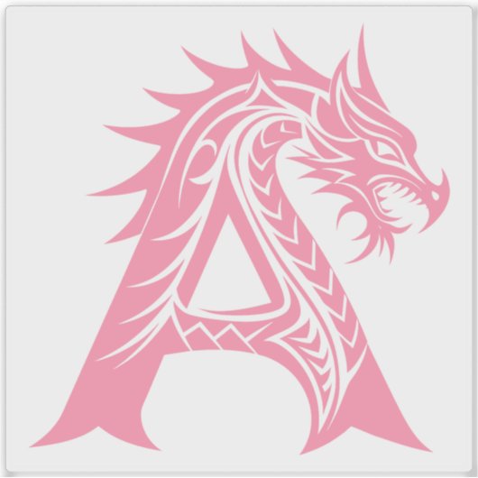 Dragon Styled Letter A, Dragon Alphabet, Monogram Sticker (Voorkant)