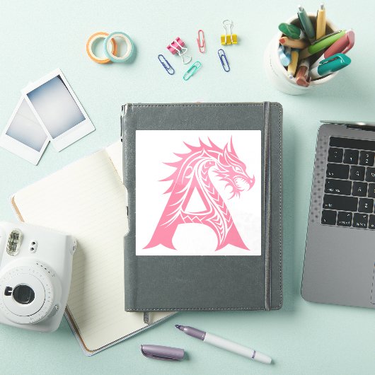 Dragon Styled Letter A, Dragon Alphabet, Monogram Sticker (iPad Cover)
