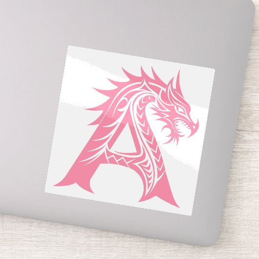 Dragon Styled Letter A, Dragon Alphabet, Monogram Sticker (Detail)