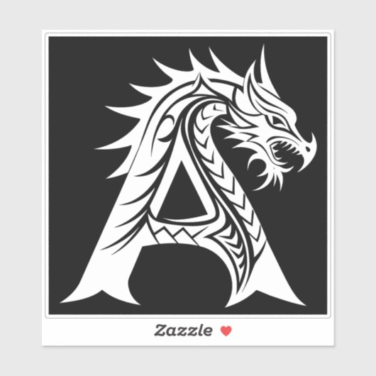 Dragon Styled Letter A, Dragon Alphabet, Monogram Sticker (Vel)