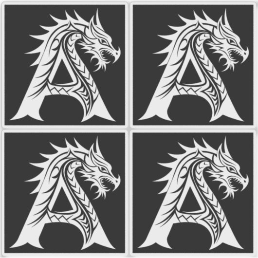 Dragon Styled Letter A, Dragon Alphabet, Monogram Sticker (Voorkant)