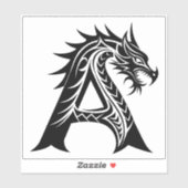 Dragon Styled Letter A, Dragon Alphabet, Monogram Sticker (Vel)
