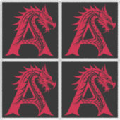 Dragon Styled Letter A, Dragon Alphabet, Monogram Sticker (Voorkant)