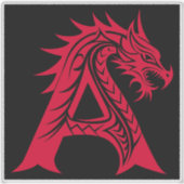 Dragon Styled Letter A, Dragon Alphabet, Monogram Sticker (Voorkant)