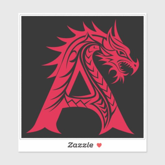 Dragon Styled Letter A, Dragon Alphabet, Monogram Sticker (Vel)