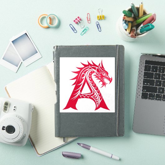 Dragon Styled Letter A, Dragon Alphabet, Monogram Sticker (iPad Cover)