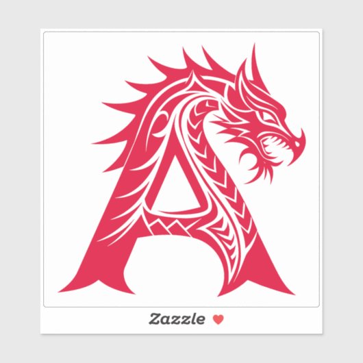Dragon Styled Letter A, Dragon Alphabet, Monogram Sticker (Vel)